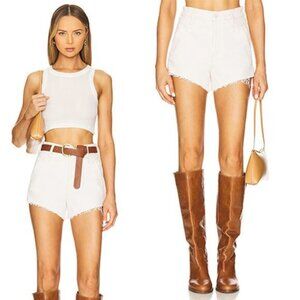 NWT Mother Superior Rocky Tomcat Kick Fray Cut Off Hem Short White Size: 26